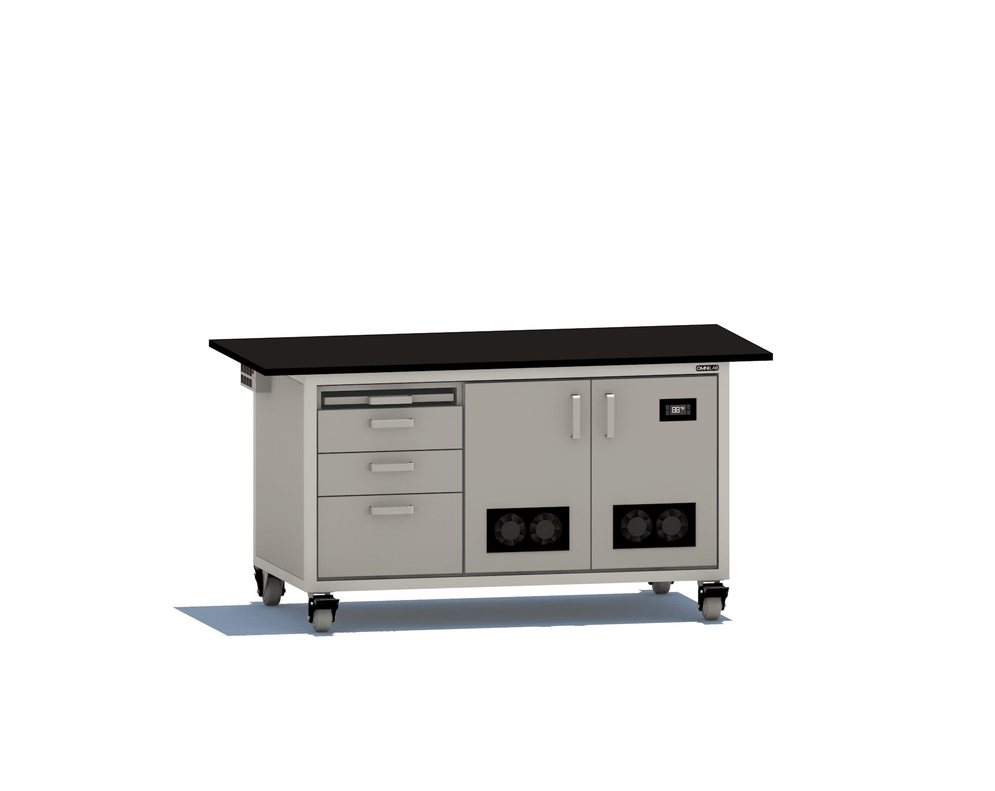 Core GCMS Bench GC-MS Benches OMNI Lab Solutions 72" wide Dual Pump Enclosure
