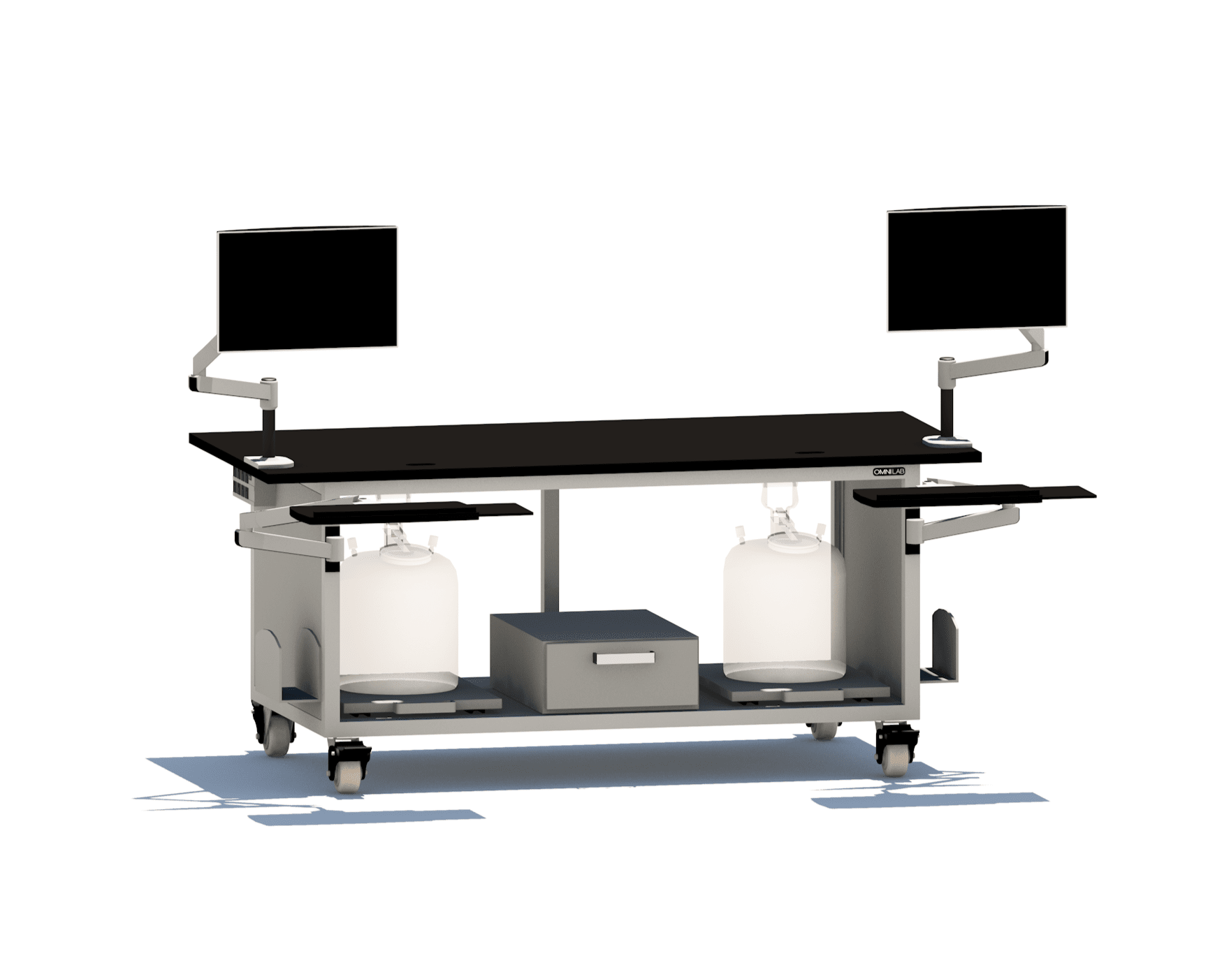 Dual HPLC Cart - dual pc station LC Carts OMNI Lab Solutions 72" wide Dual PC Station