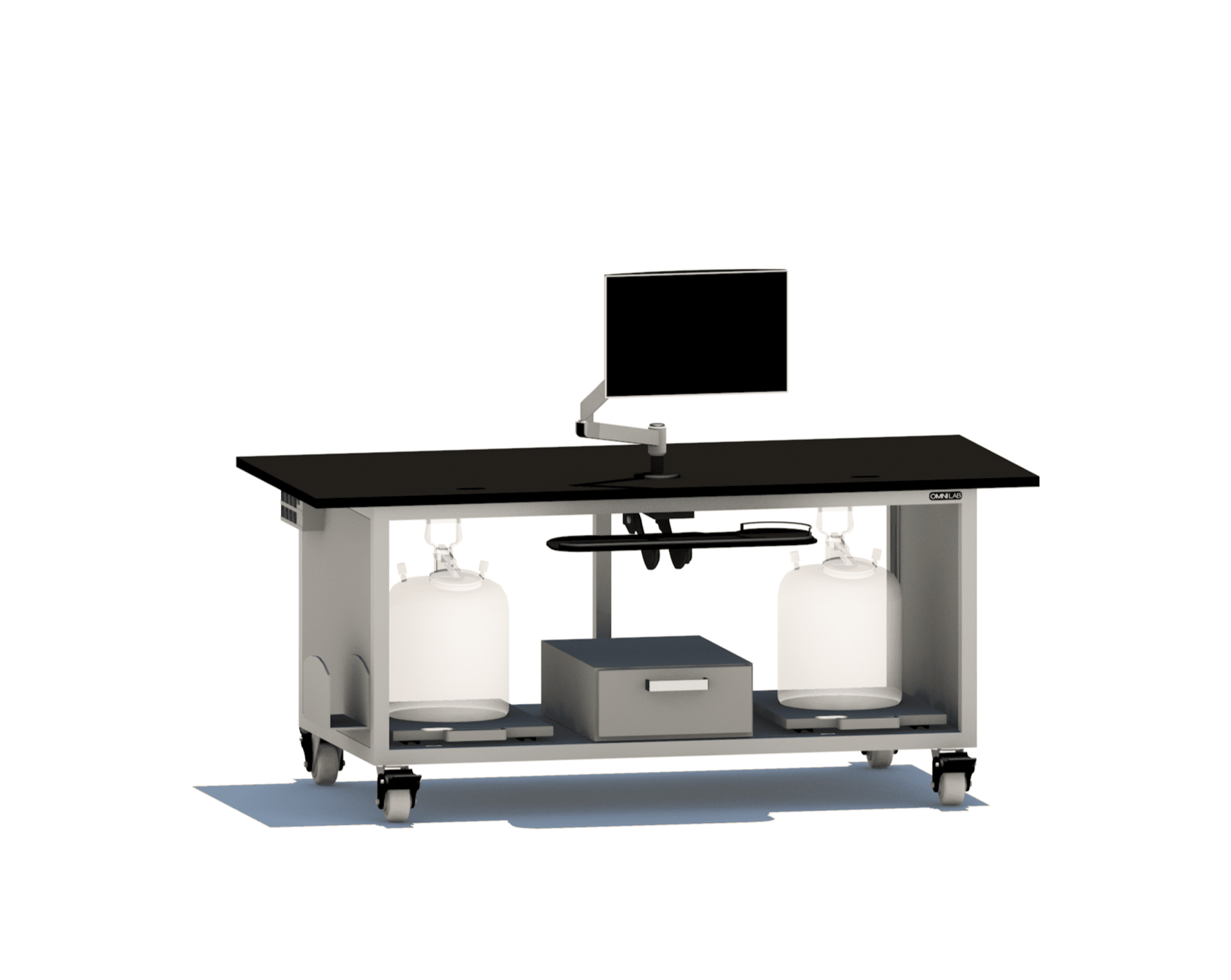 Dual HPLC Cart - single PC Station LC Carts OMNI Lab Solutions 72" wide 