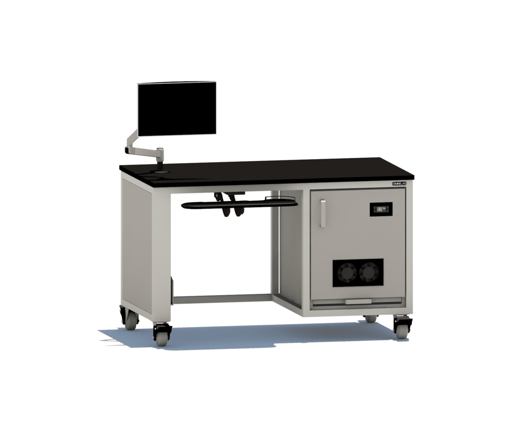 Ergo MS Bench Mass Spec Benches OMNI Lab Solutions 60" wide Single Pump Enclosure