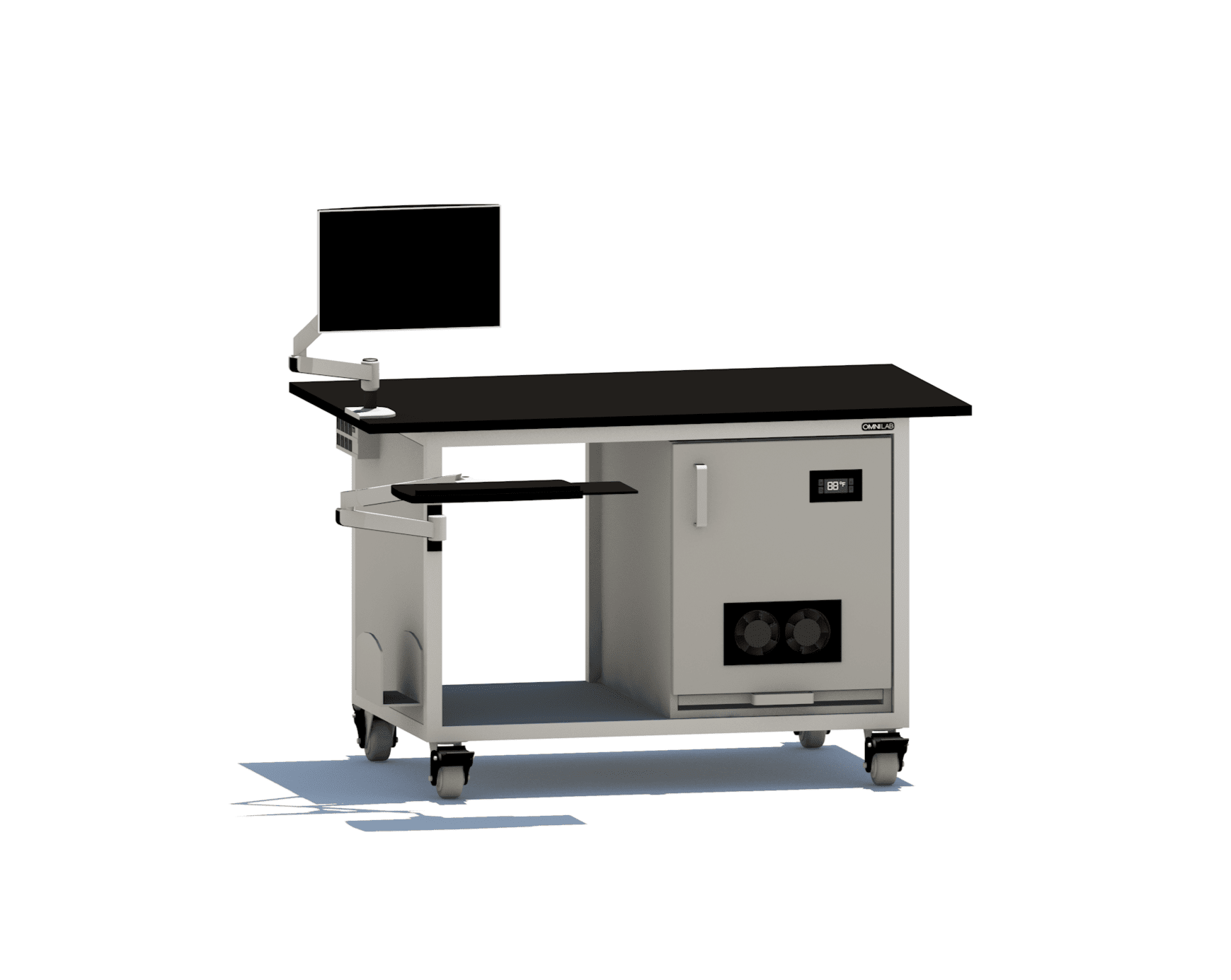 Space Saver MS Bench - compact Mass Spec Benches OMNI Lab Solutions 60" wide Single Pump Enclosure