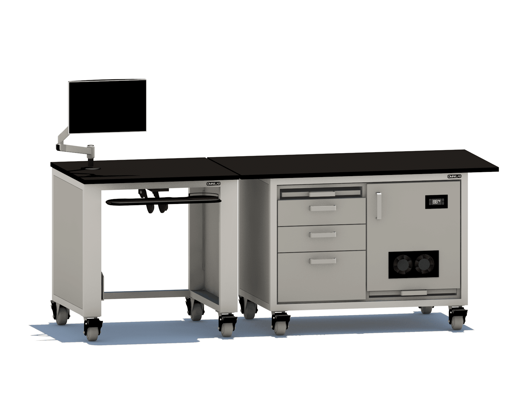Ultimate Ergo MS Bench - single pump enclosure Mass Spec Benches OMNI Lab Solutions 96" wide Single Pump Enclosure