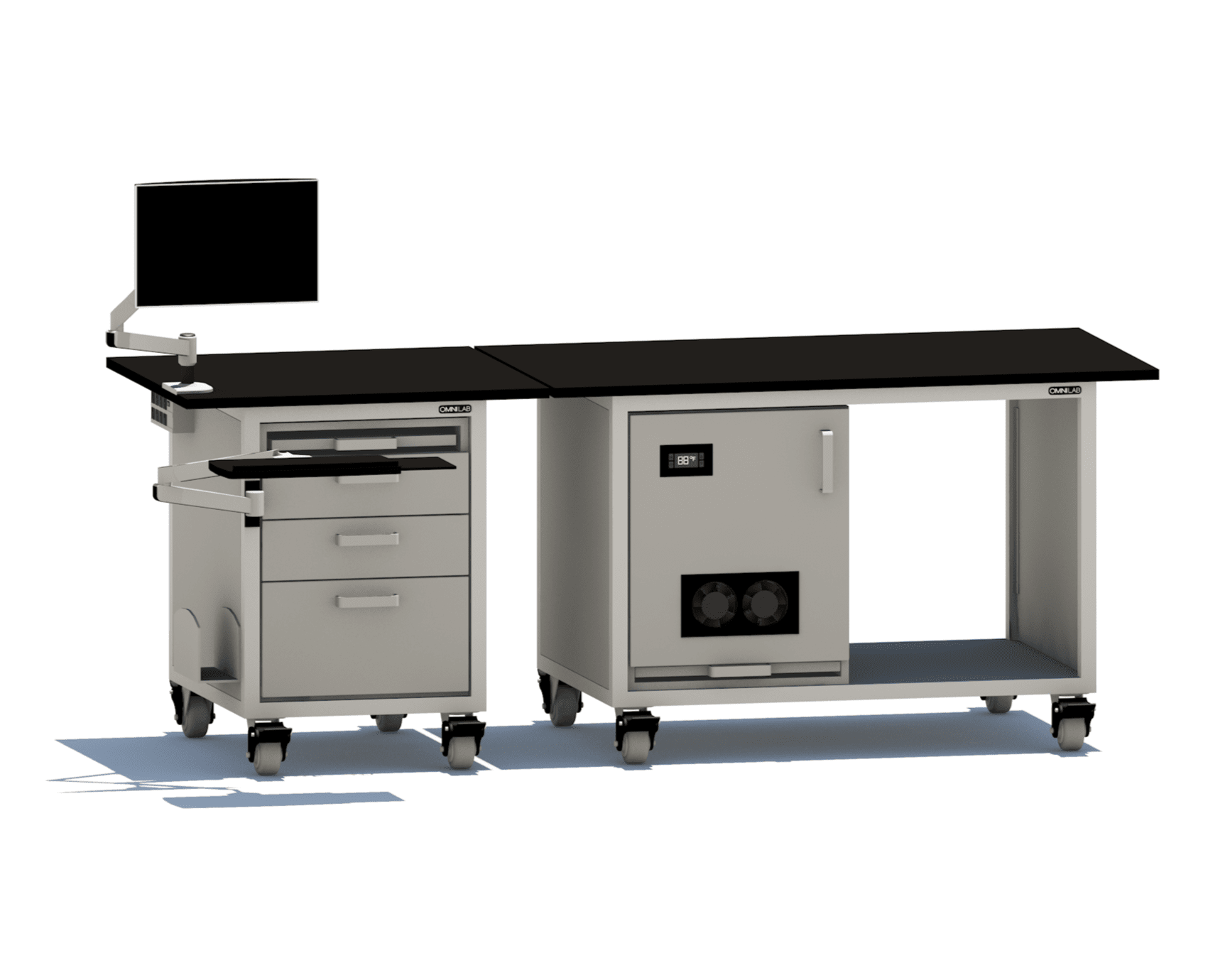 Ultimate GCMS Bench GC-MS Benches OMNI Lab Solutions 96" wide Single Pump Enclosure