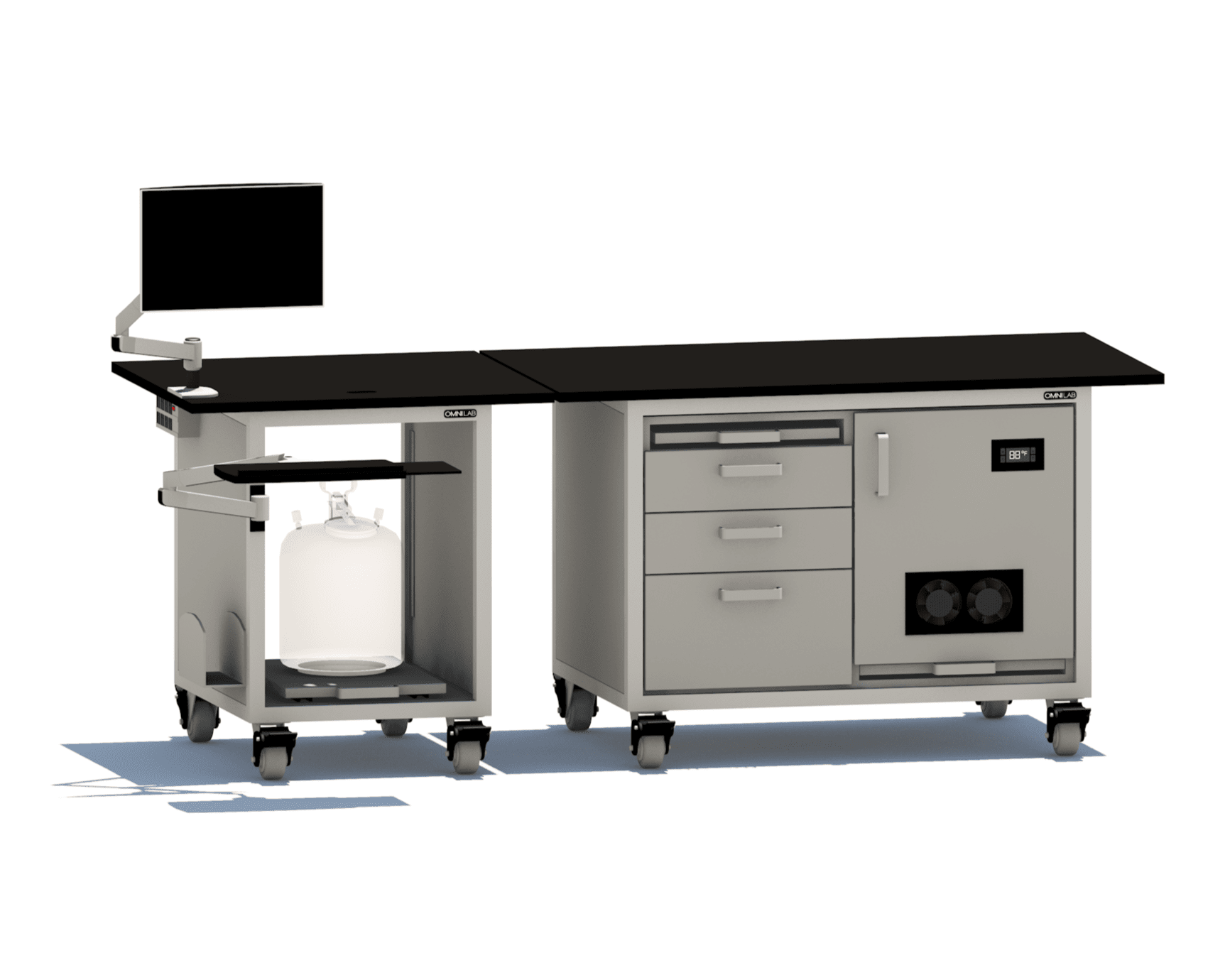 Ultimate LCMS Bench LC-MS Benches OMNI Lab Solutions 96" wide Single Pump Enclosure