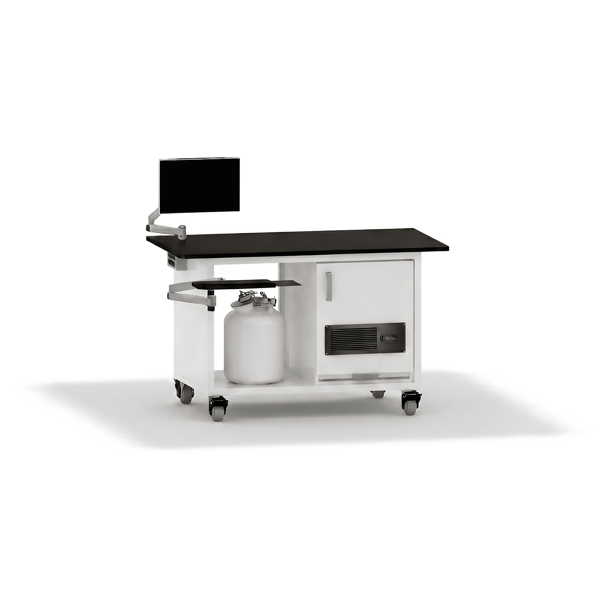Space Saver Mass Spec Bench with Single Pump Enclosure Mass Spec Bench OMNI Lab Solutions White 