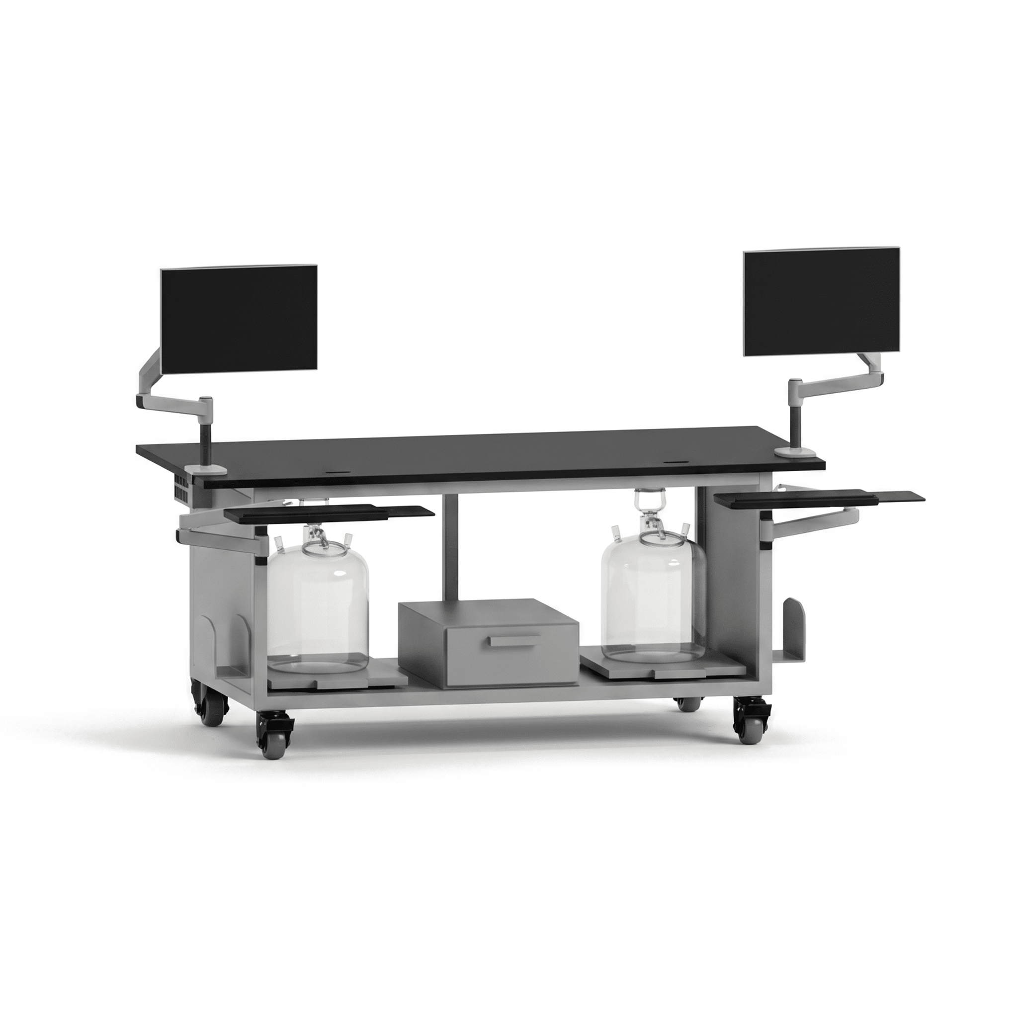 Dual HPLC Cart with Dual PC Dual HPLC Cart OMNI Lab Solutions Grey 