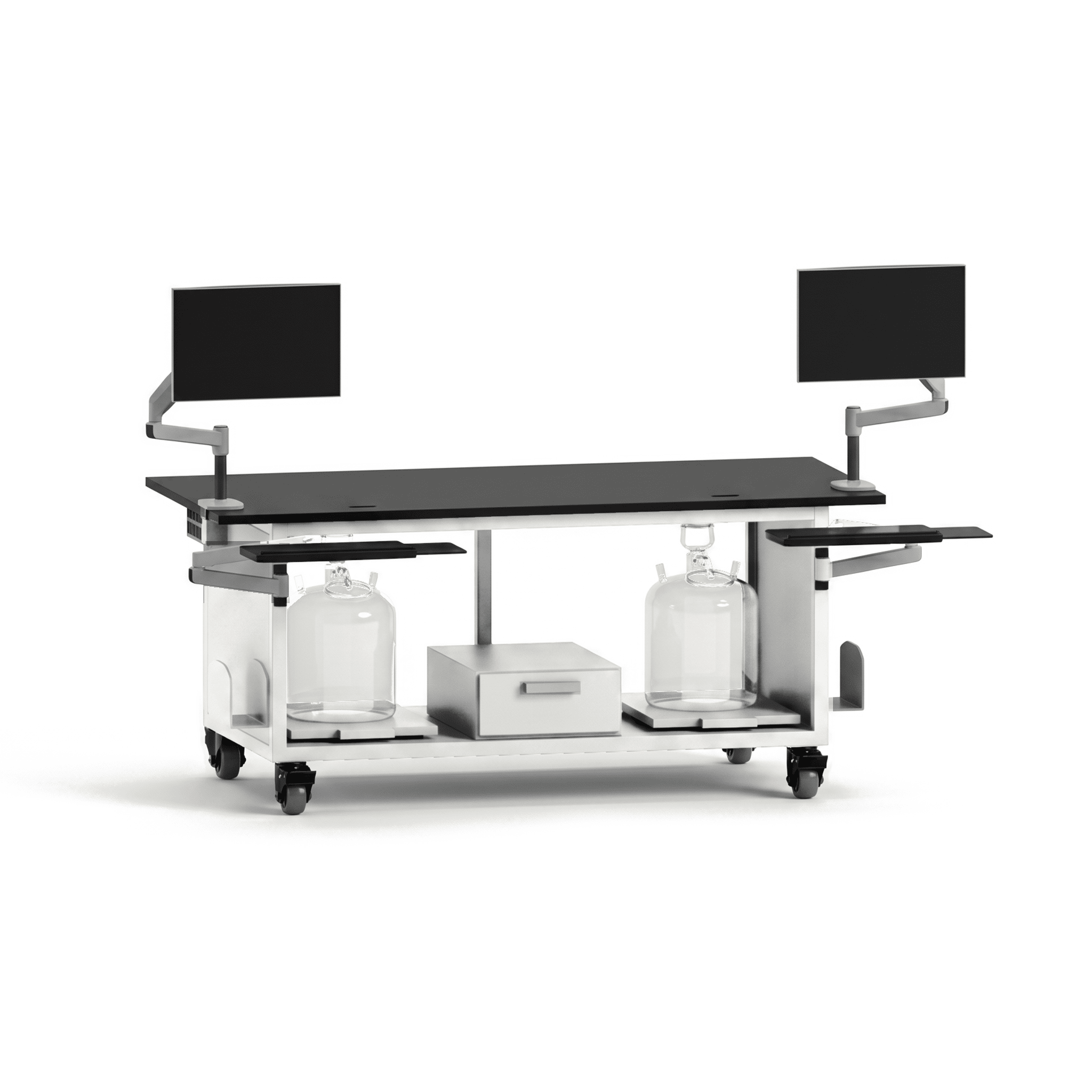 Dual HPLC Cart with Dual PC Dual HPLC Cart OMNI Lab Solutions White 