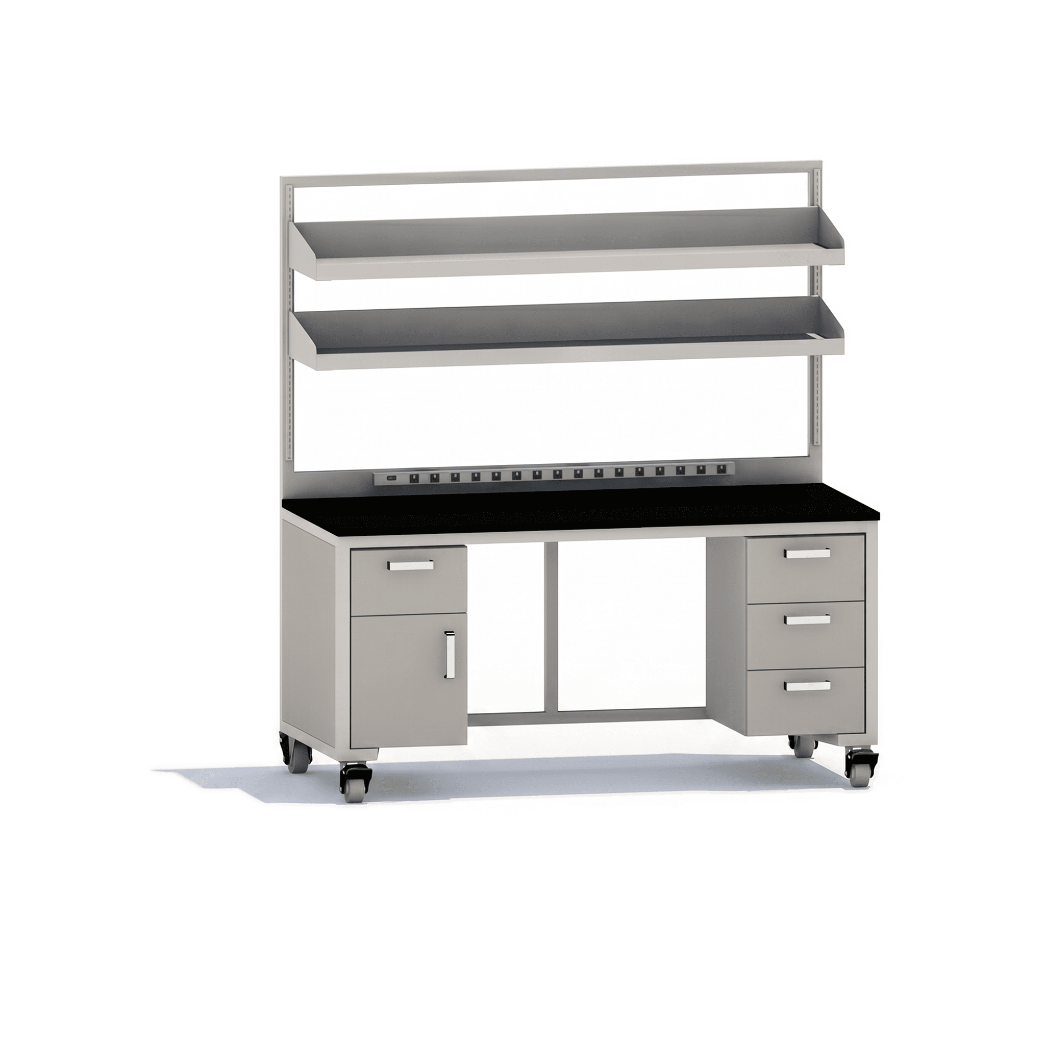 Core Workstation 72W with Drawer Unit and Combo Storage Workstation OMNI Lab Solutions Grey 