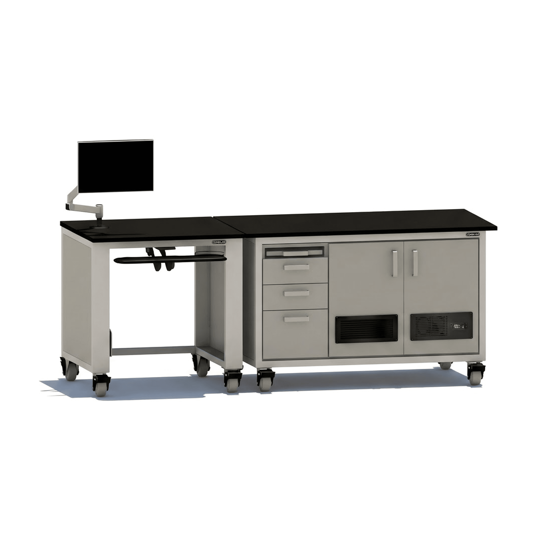 Ultimate Ergo Mass Spec Bench with Dual Pump Enclosure Ergo MS Bench OMNI Lab Solutions Grey 