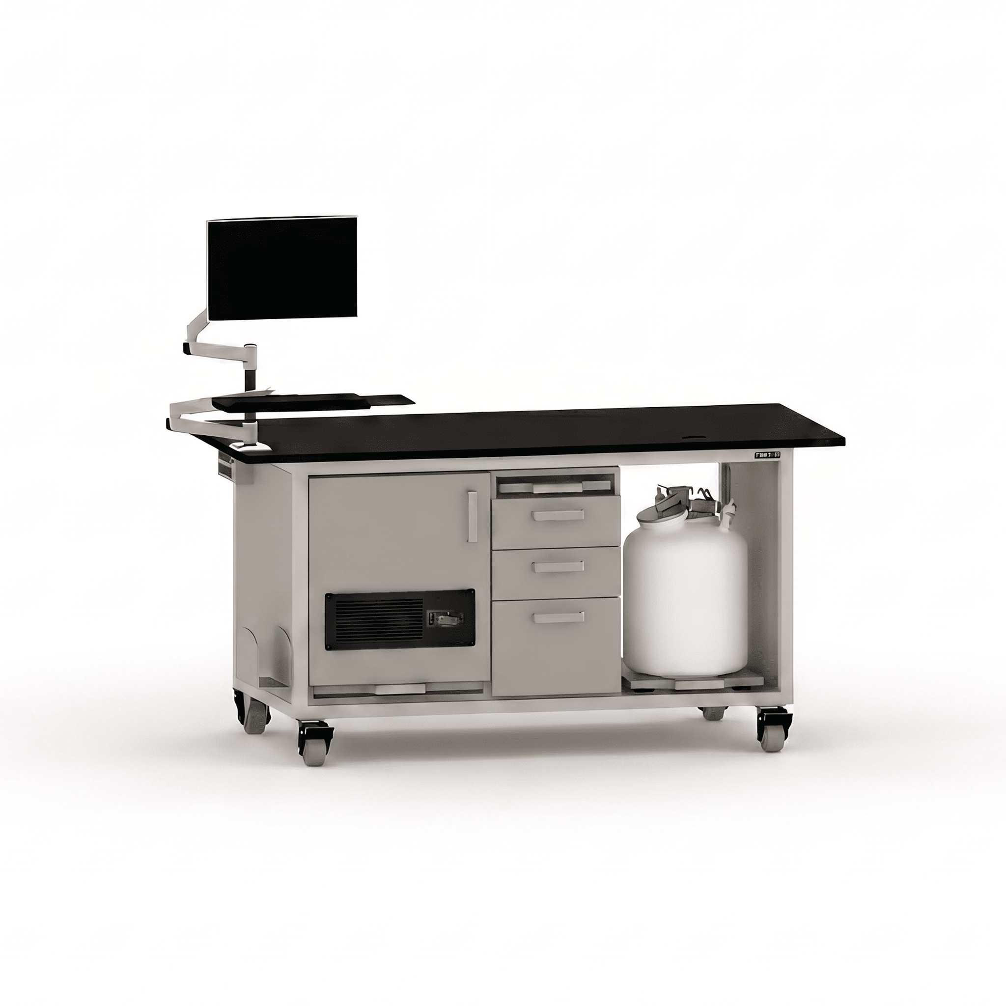 QE Bench with Single Pump Enclosure QE Bench OMNI Lab Solutions Grey 