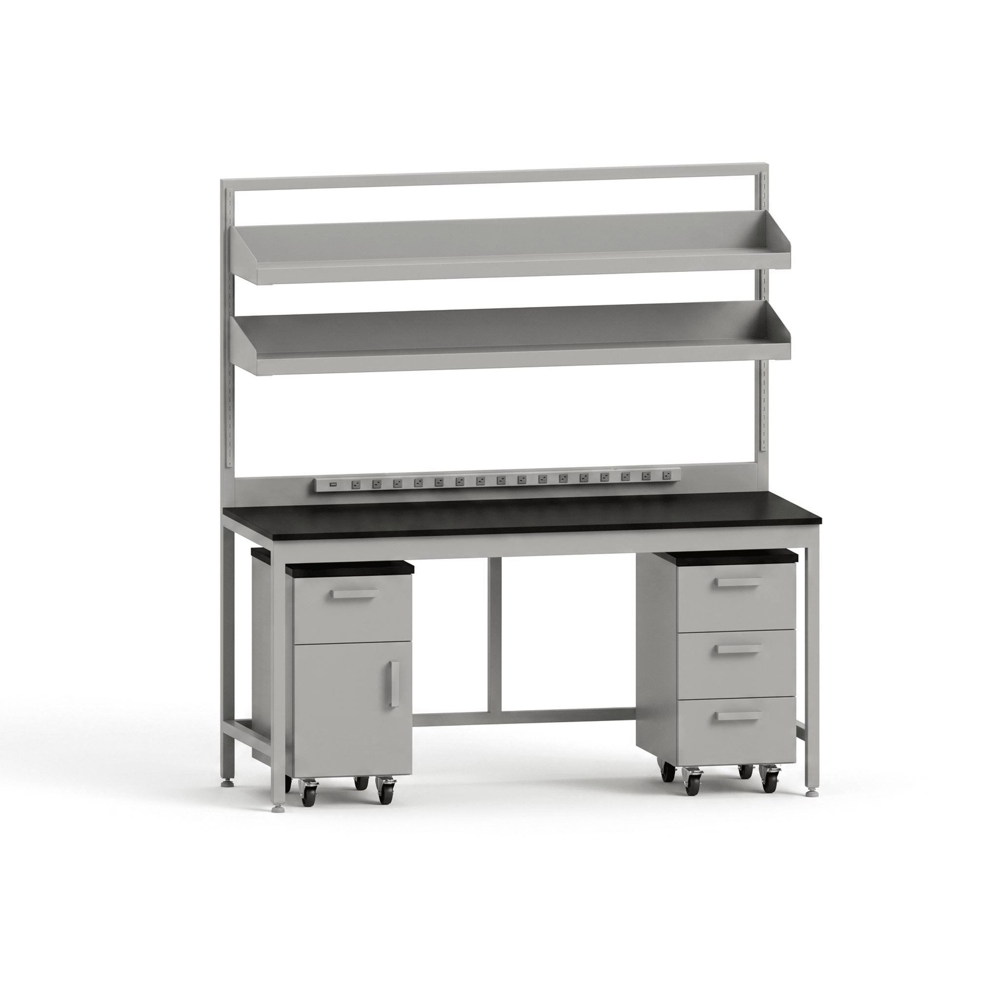 Essential Workstation 72W with Drawer Unit and Combo Storage Workstation OMNI Lab Solutions Grey 