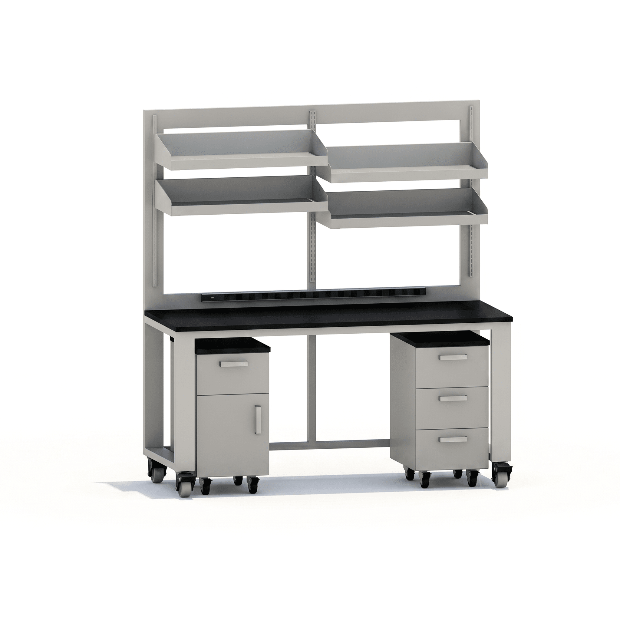 Flex Workstation 72W with Split Shelving Workstation OMNI Lab Solutions Grey 