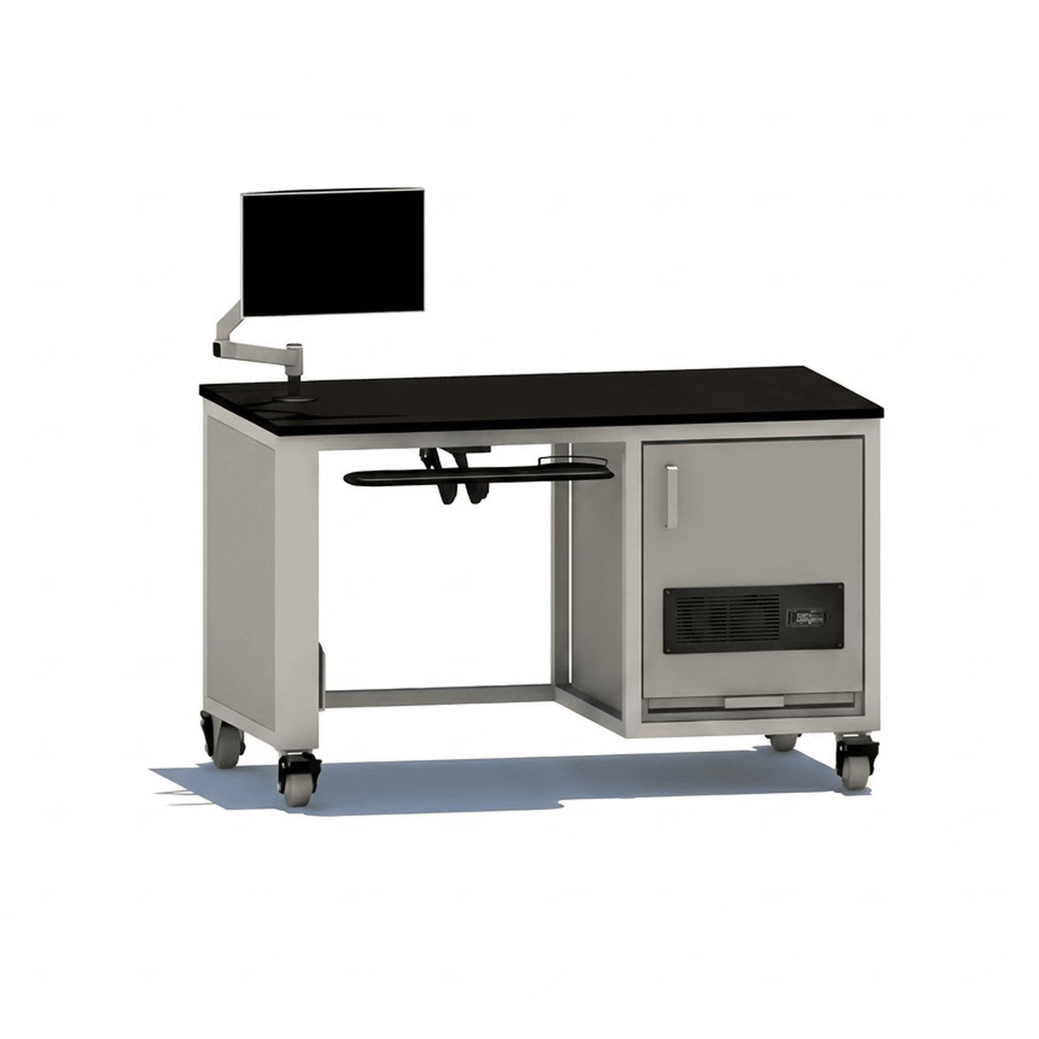 Core Ergo Mass Spec Bench with Single Pump Enclosure Ergo MS Bench OMNI Lab Solutions Grey 