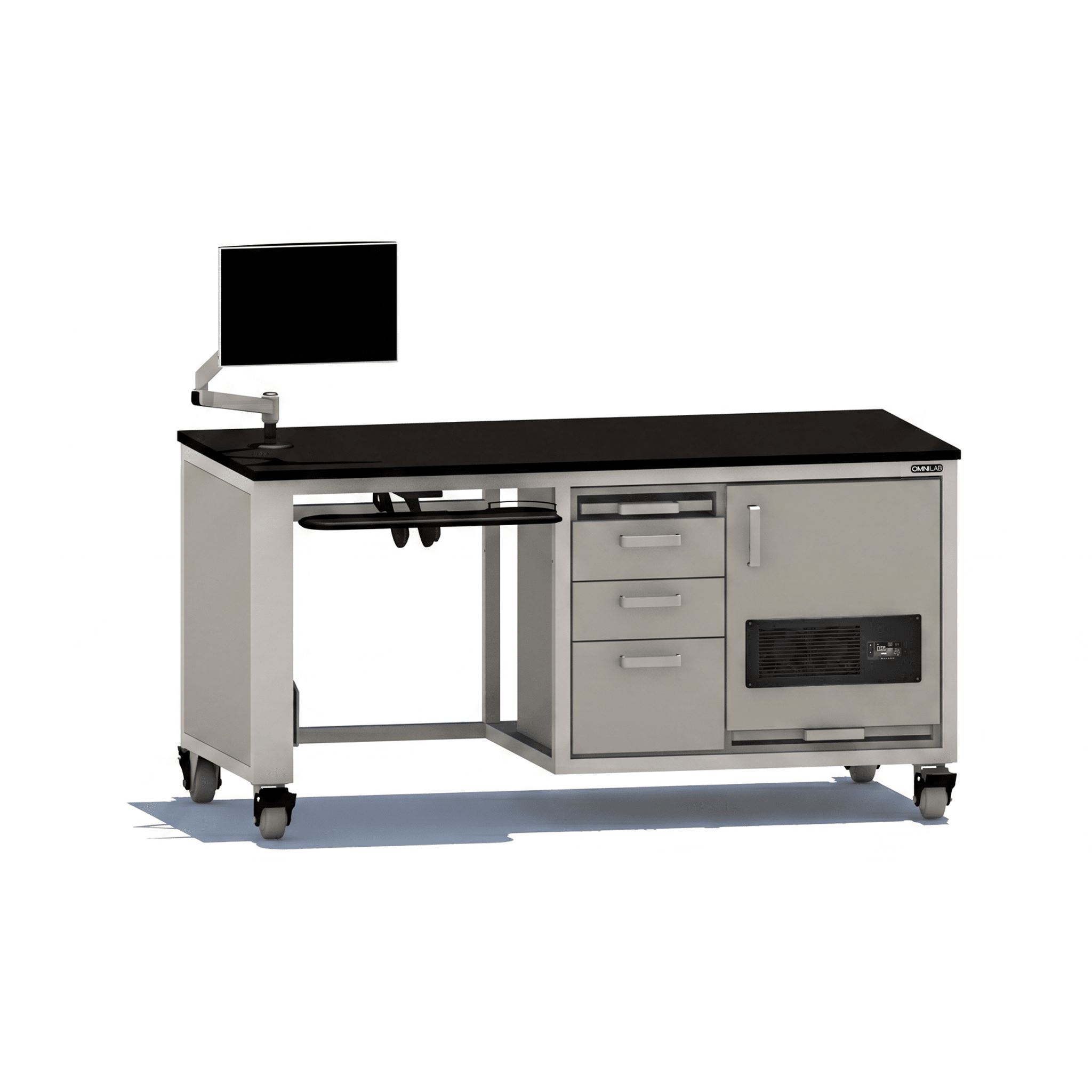 Complete Ergo Mass Spec Bench with Single Pump Enclosure Ergo MS Bench OMNI Lab Solutions Grey 