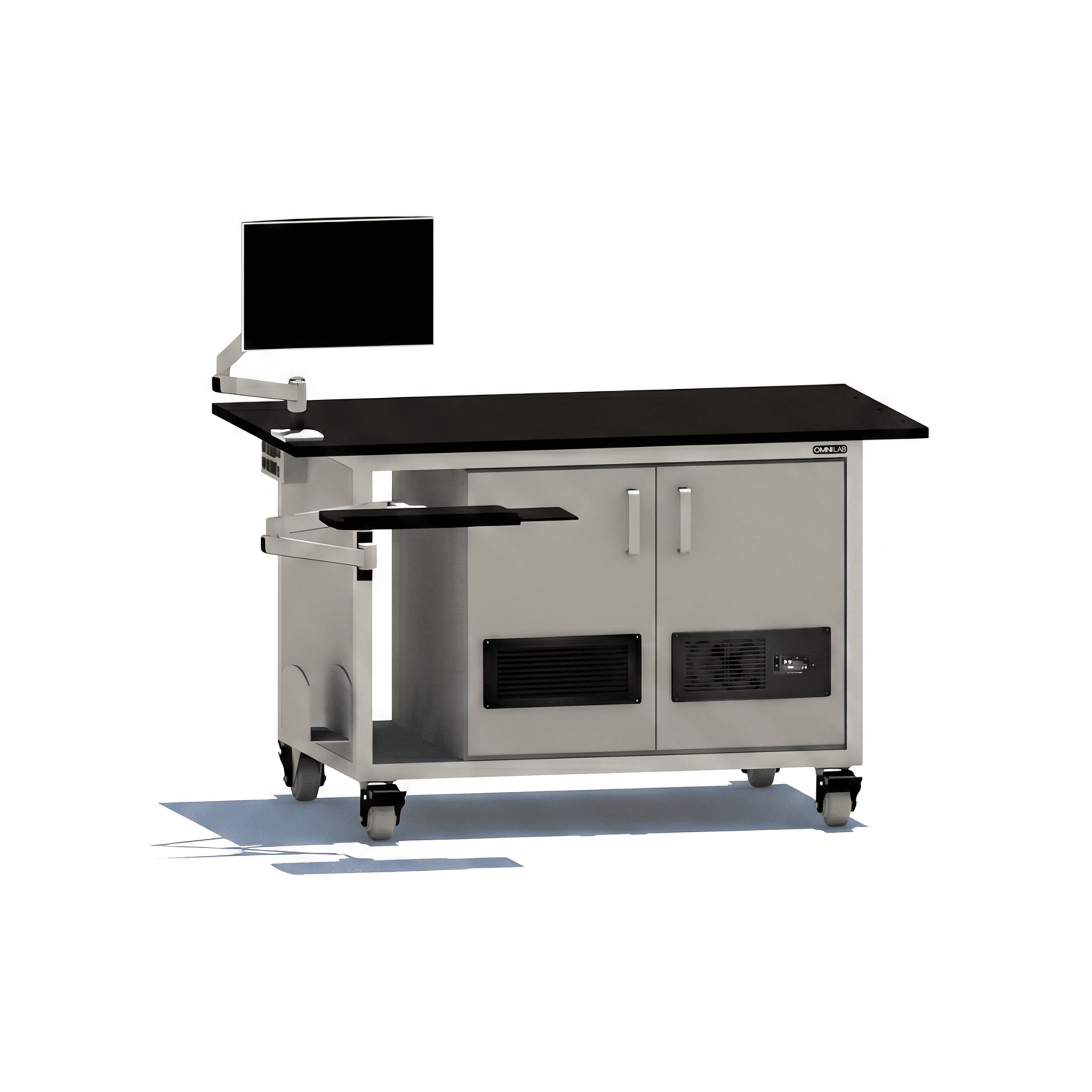 Space Saver Mass Spec Bench with Dual Pump Enclosure Mass Spec Bench OMNI Lab Solutions Grey 