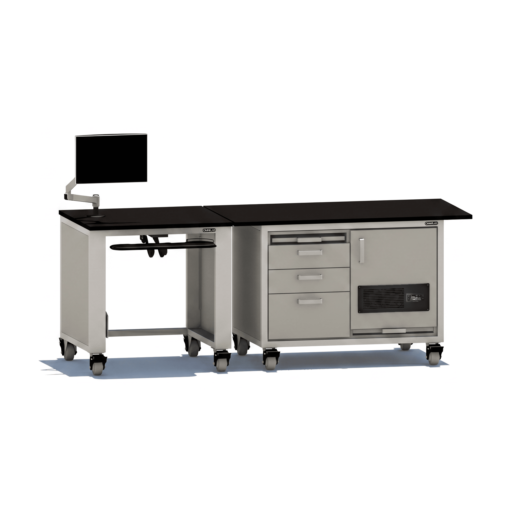 Ultimate Ergo Mass Spec Bench with Single Pump Enclosure Ergo MS Bench OMNI Lab Solutions Grey 