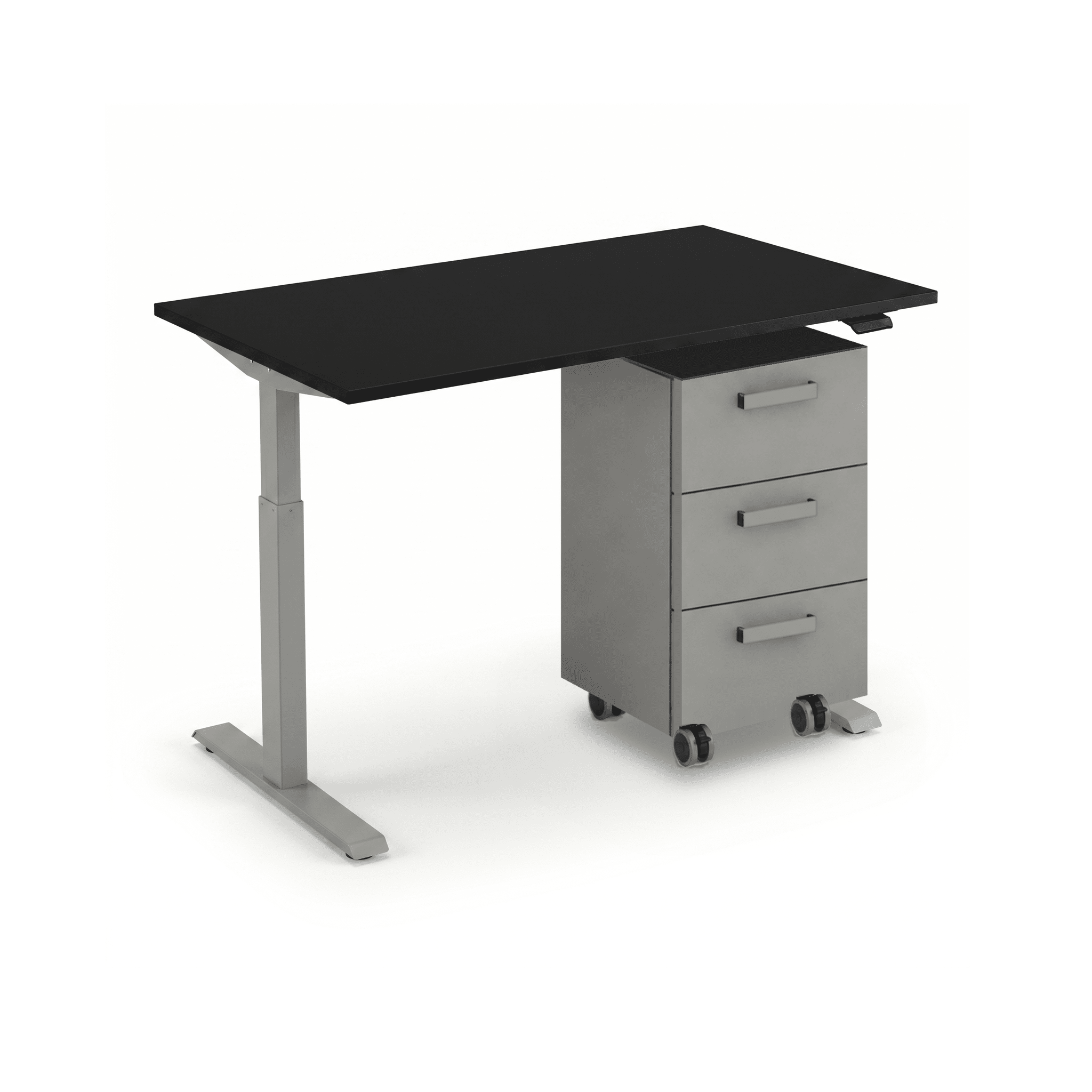 Height Adjustable Lab Desk 48W with Drawer Unit Height Adjustable Lab Desk OMNI Lab Solutions Grey 