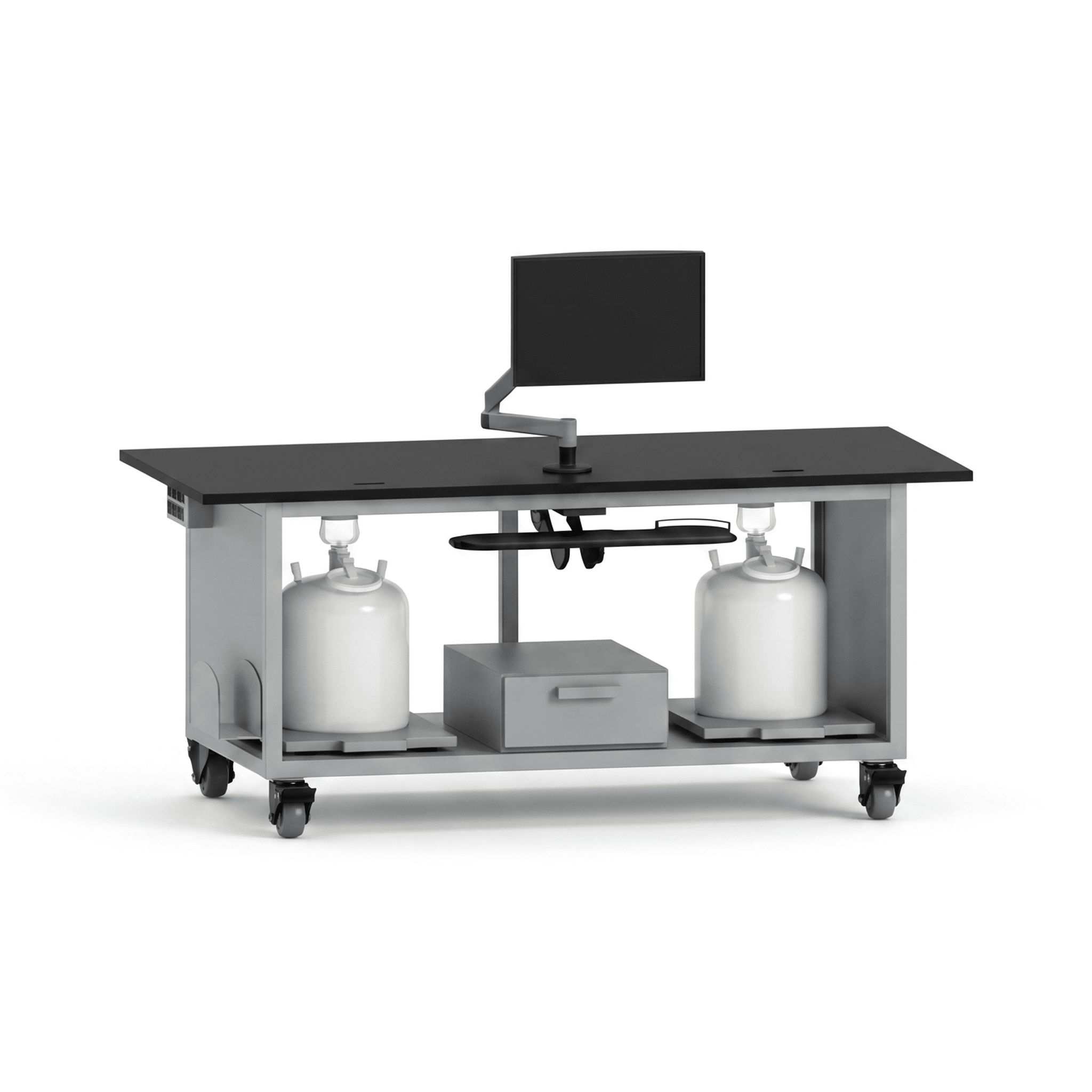 Dual HPLC Cart with Single PC Dual HPLC Cart OMNI Lab Solutions Grey 