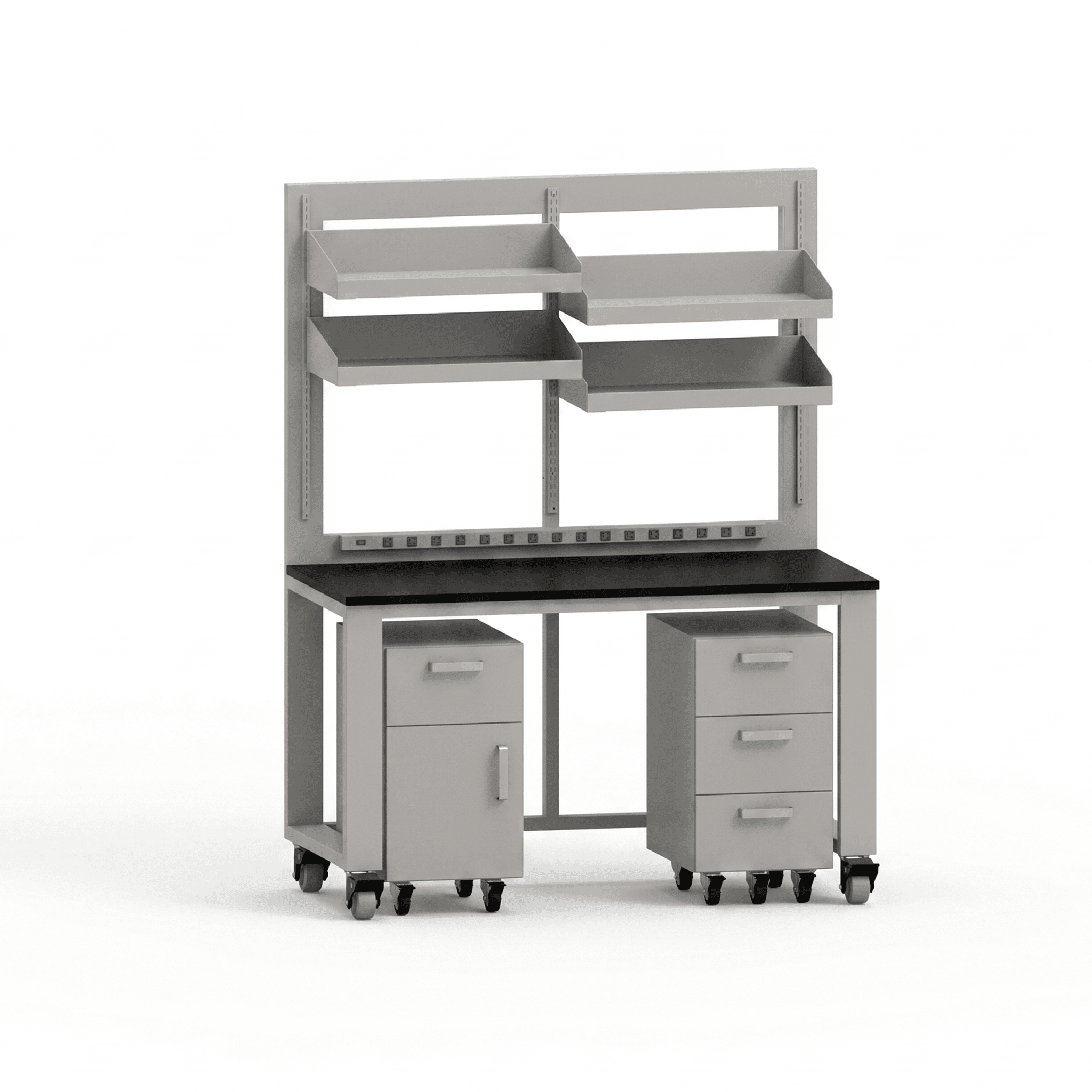 Flex Workstation 60W with Split Shelving Workstation OMNI Lab Solutions Grey 