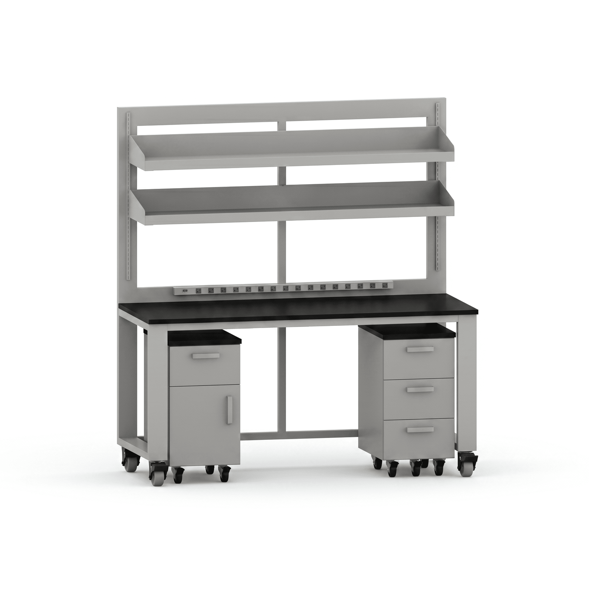 Flex Workstation 72W with Drawer Unit and Combo Storage Workstation OMNI Lab Solutions Grey 