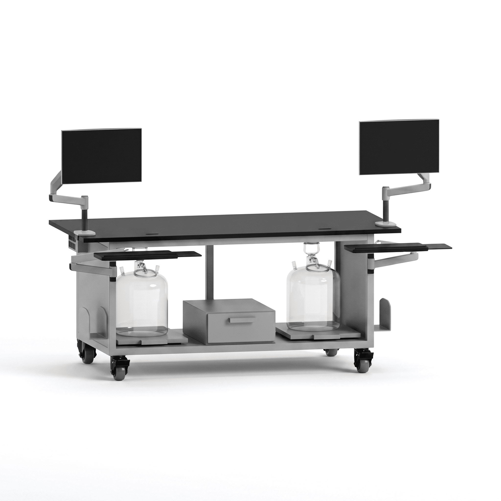 Dual HPLC Cart with Dual PC Dual HPLC Cart OMNI Lab Solutions Grey 