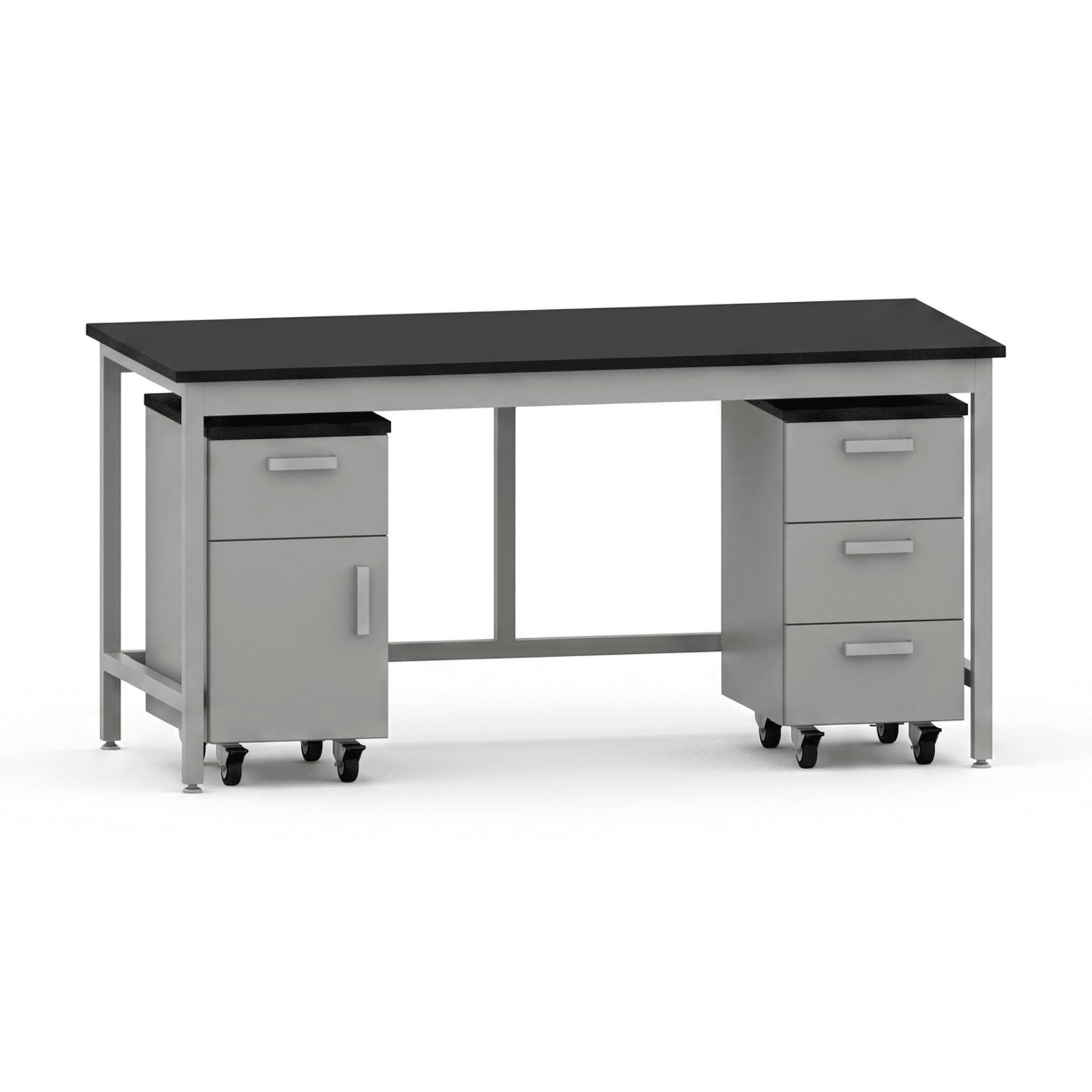 Essential Lab Table 72W with Drawer Unit and Combo Storage Lab Table OMNI Lab Solutions Grey 
